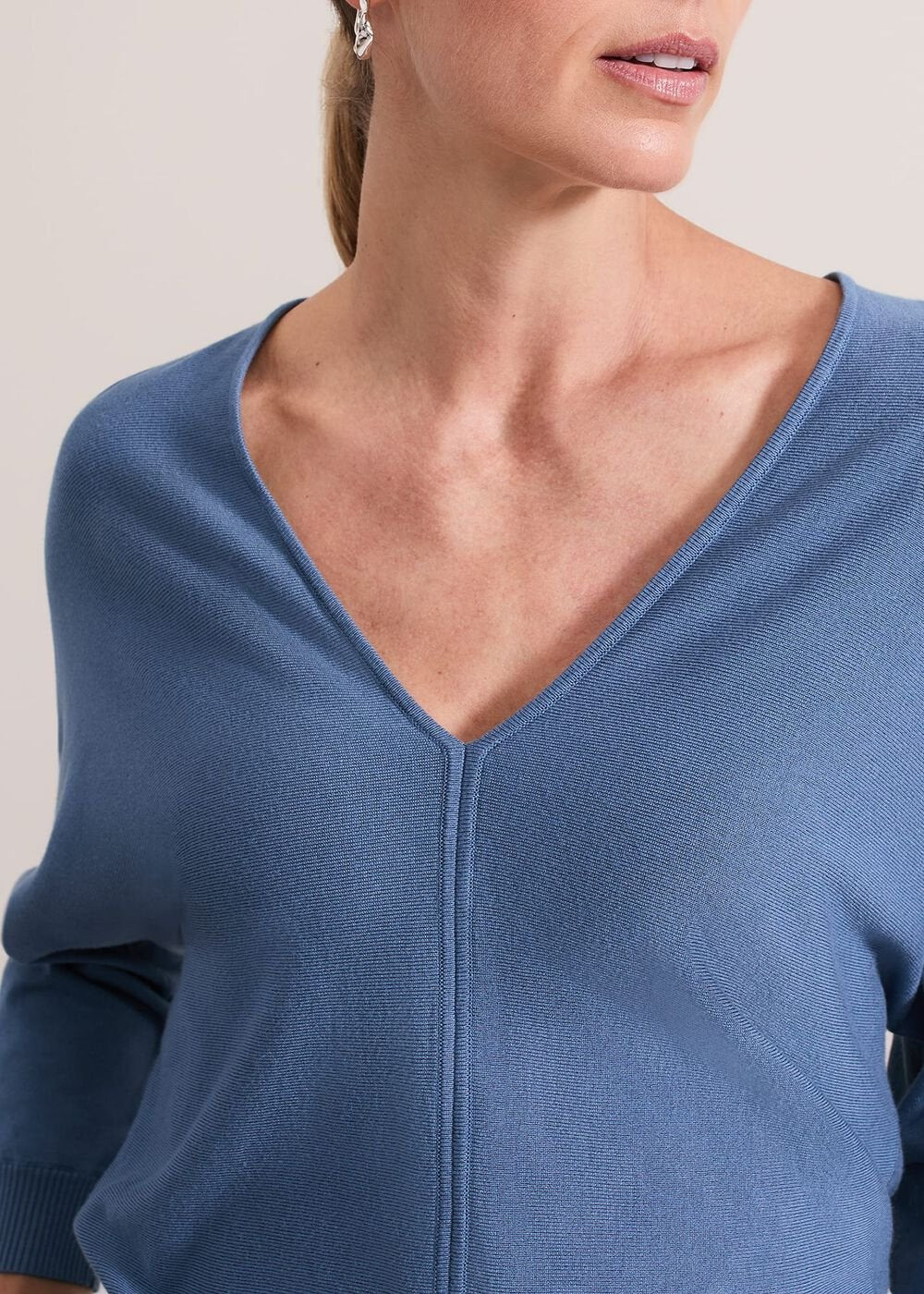 Gina V Neck Batwing Jumper Blue