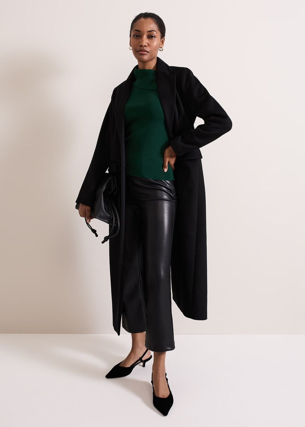 Regina Popper Collar Ribbed Top Green