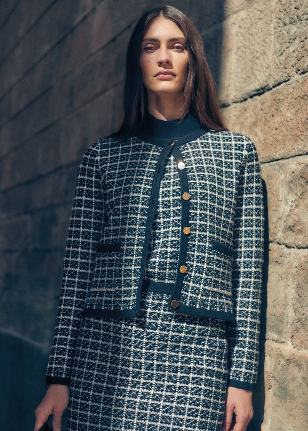 Tiffany Lurex Check Cardigan Black/Ivory