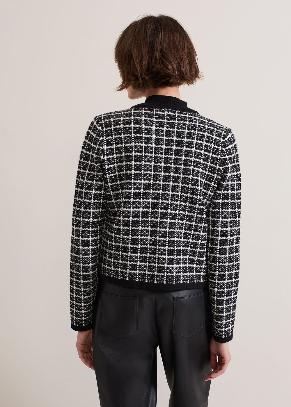 Tiffany Lurex Check Cardigan Black/Ivory