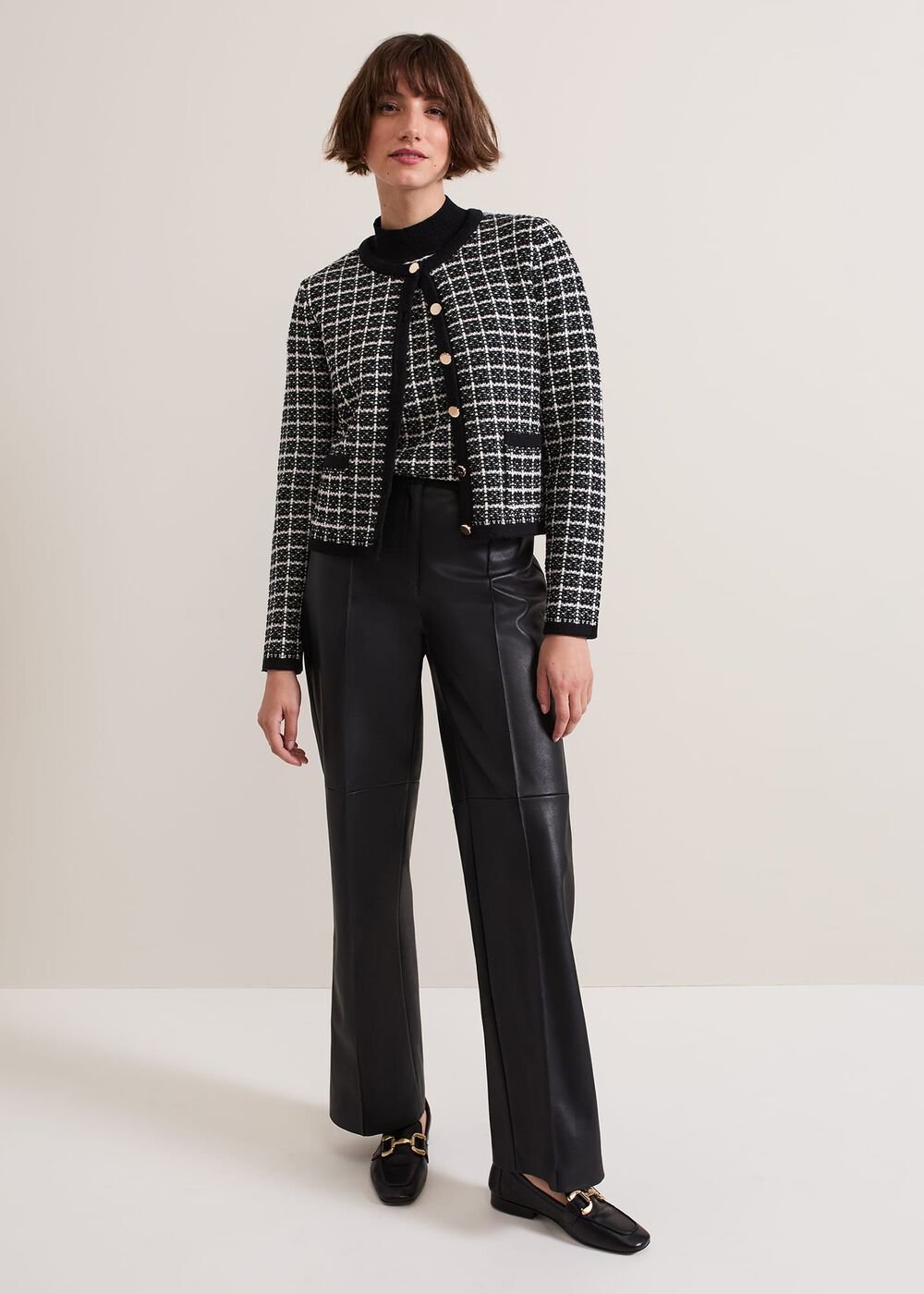 Tiffany Lurex Check Cardigan Black/Ivory