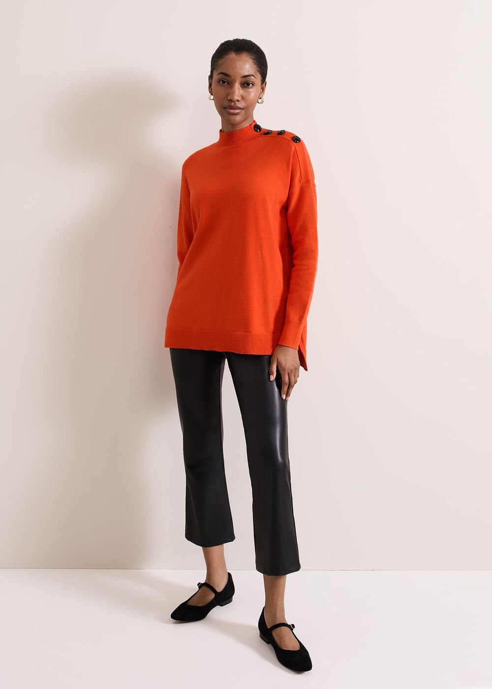 Holly Button Neck Jumper Orange