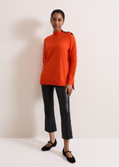 Holly Button Neck Jumper Orange