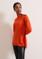 Holly Button Neck Jumper Orange