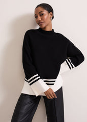 Kayleigh Chunky Boxy Striped Jumper Black/Ivory