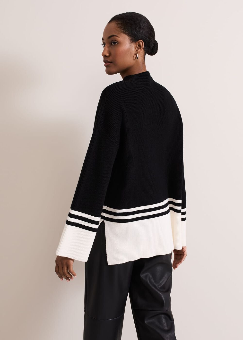 Kayleigh Chunky Boxy Striped Jumper Black/Ivory