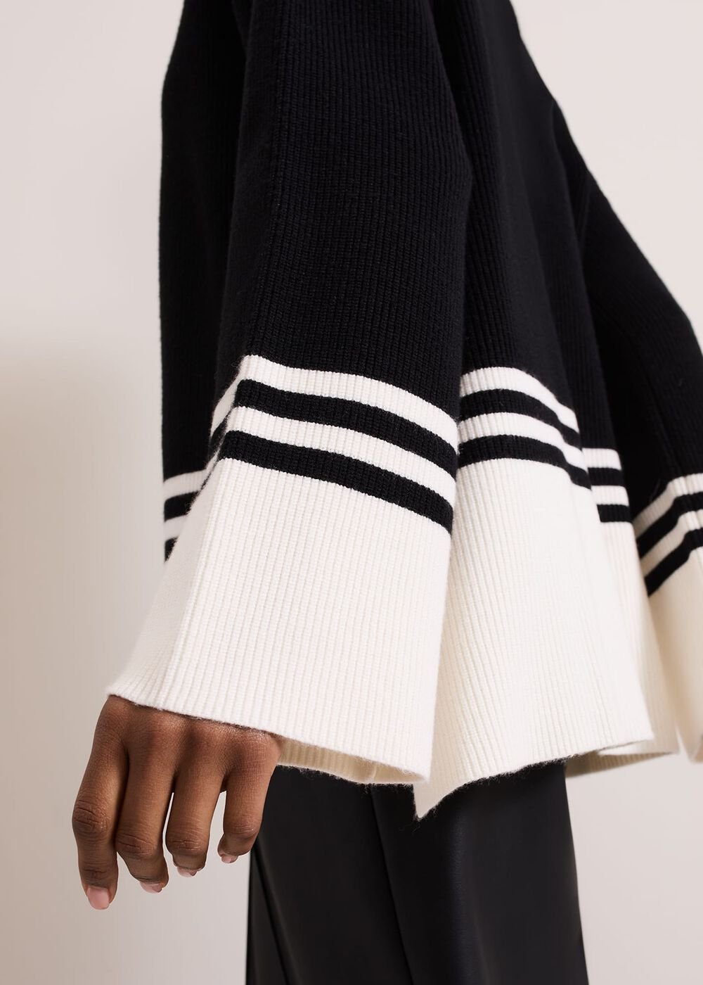 Kayleigh Chunky Boxy Striped Jumper Black/Ivory
