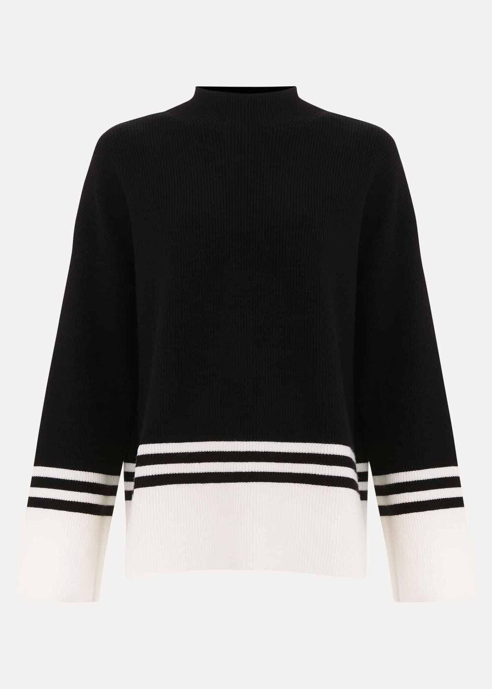 Kayleigh Chunky Boxy Striped Jumper Black/Ivory