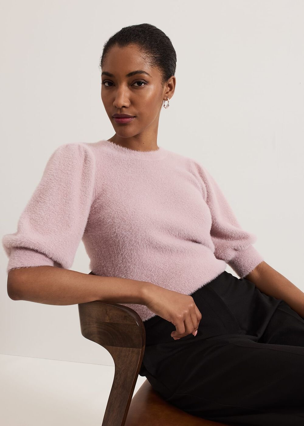 Fern Fluffy Puff Sleeve Knit Pink