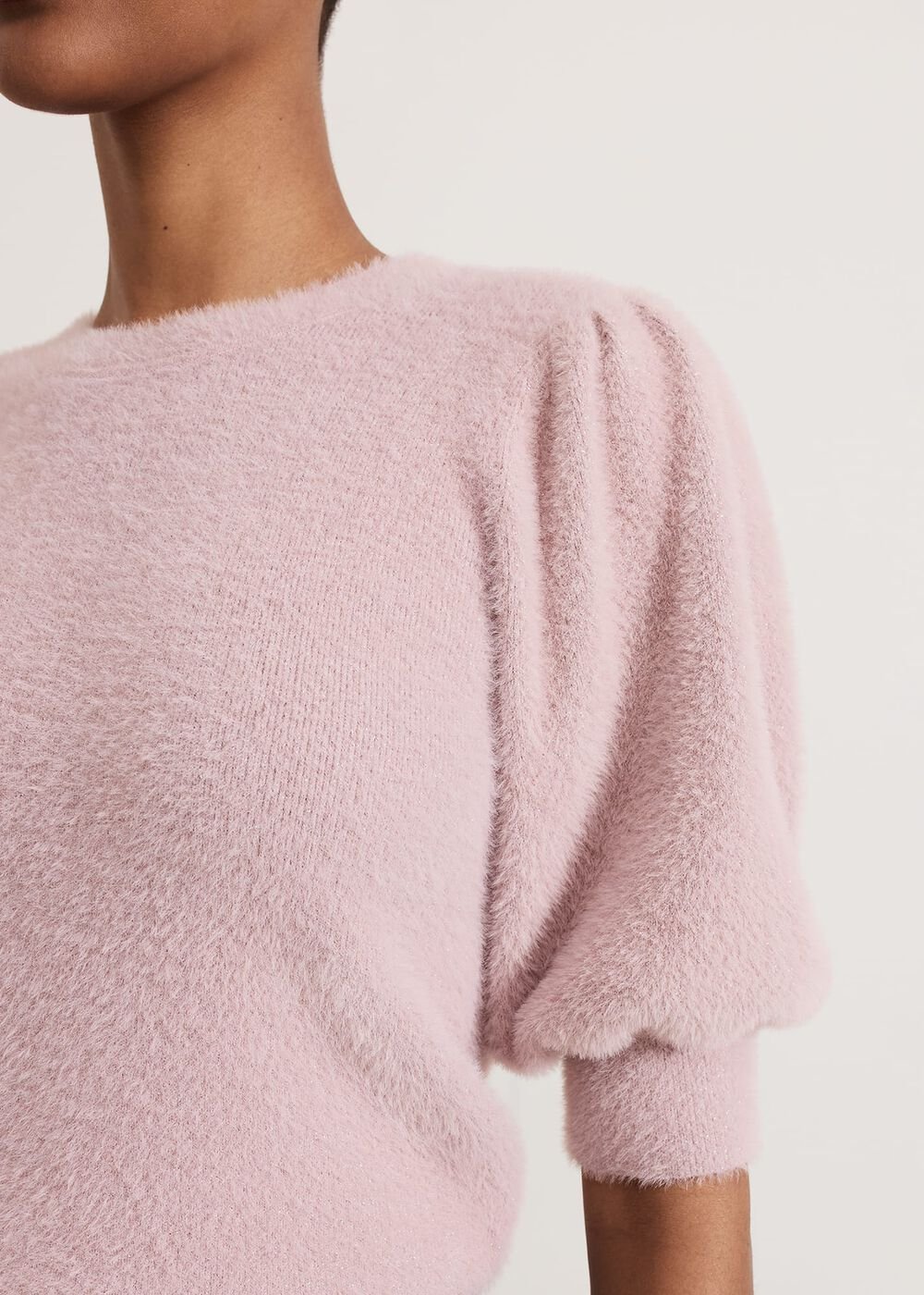 Fern Fluffy Puff Sleeve Knit Pink