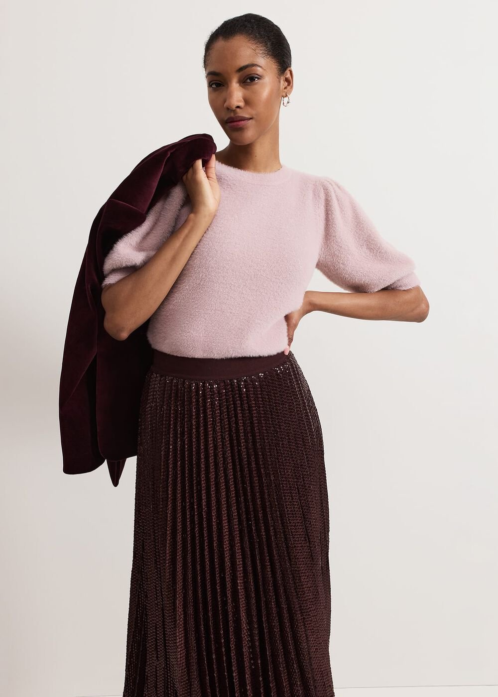 Fern Fluffy Puff Sleeve Knit Pink
