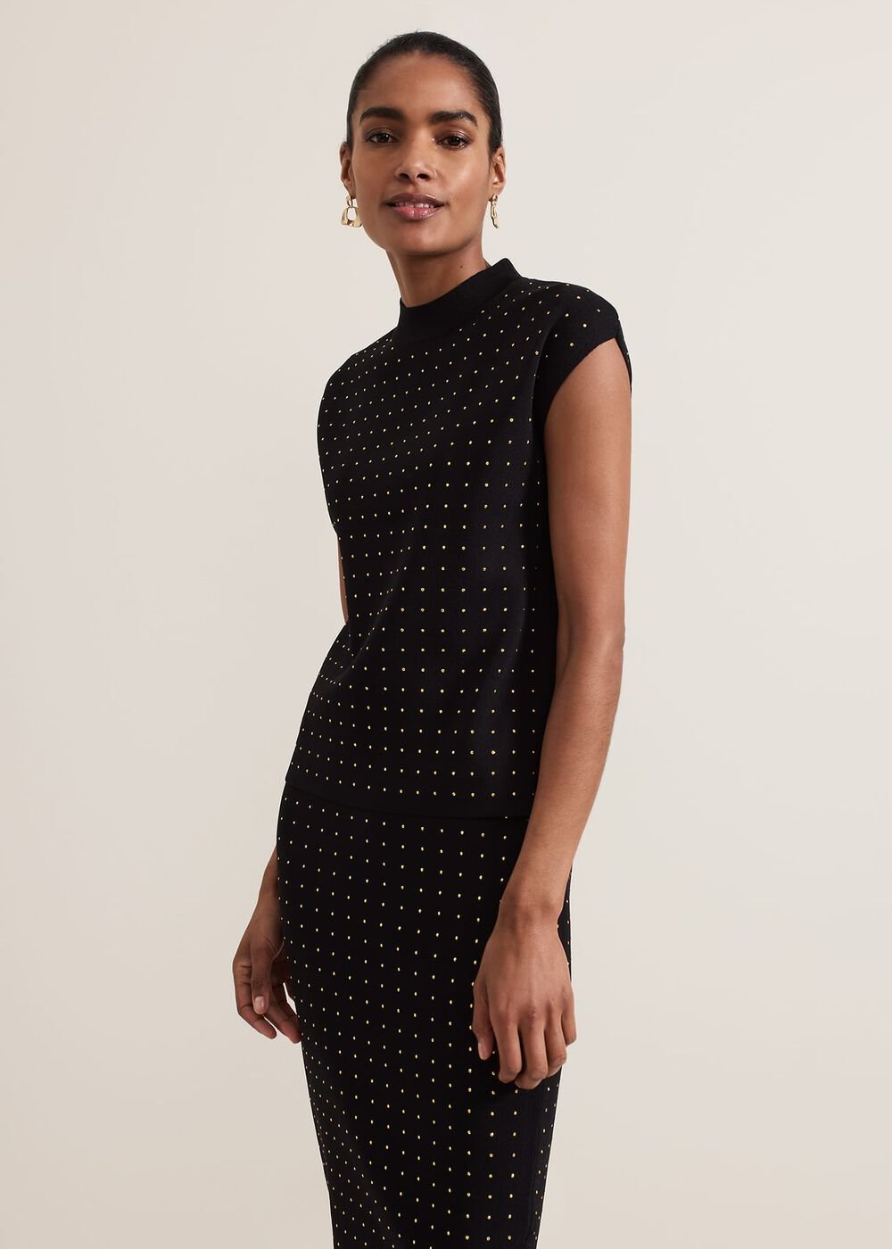 Kendall Stud Knit Top Black