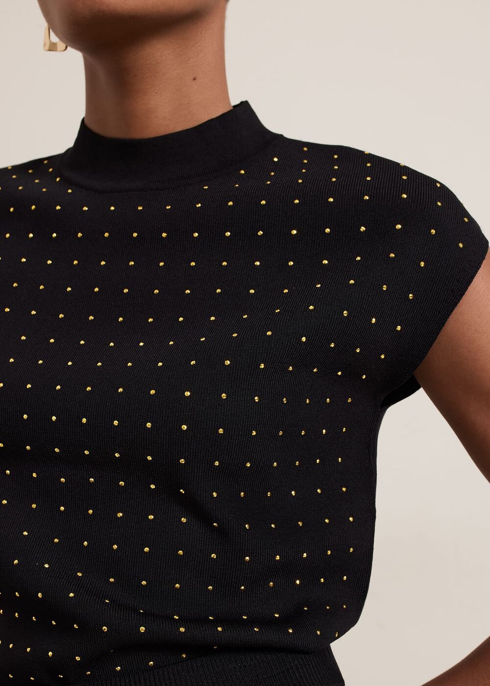 Kendall Stud Knit Top Black