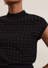 Kendall Stud Knit Top Black