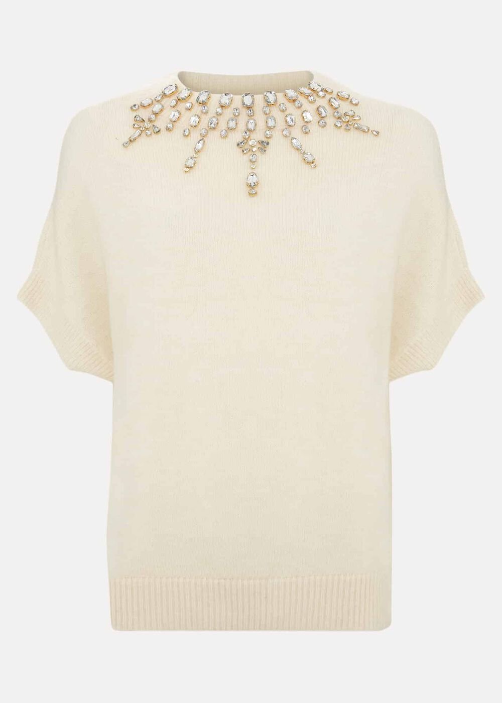 Allie Tabard Jewelled Top Ivory