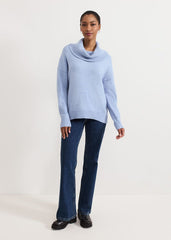 Dara Blue Chunky Cowl Neck Jumper Blue