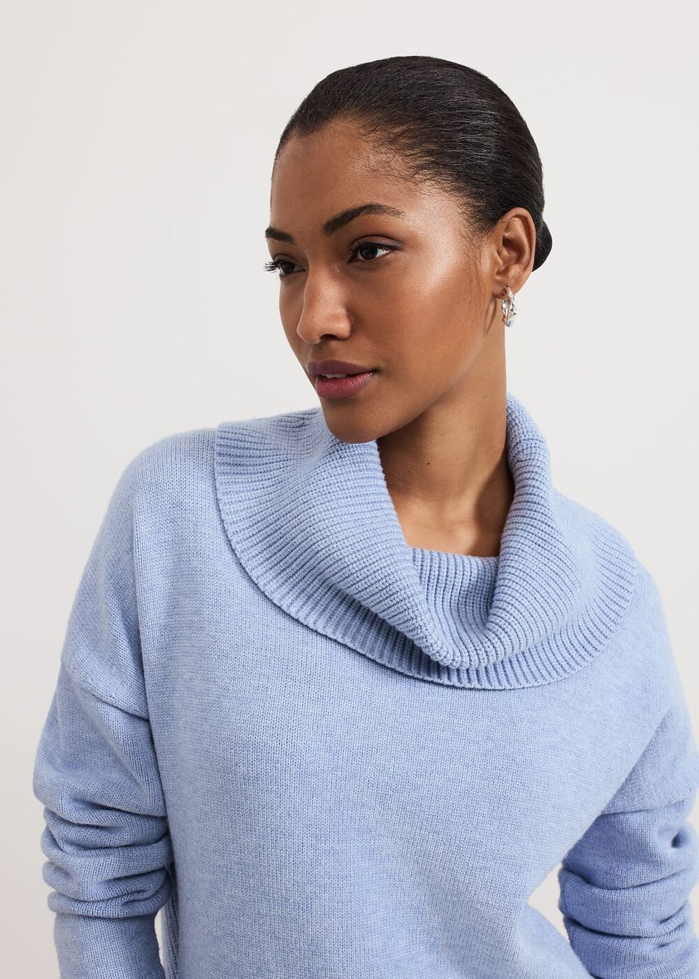 Dara Blue Chunky Cowl Neck Jumper Blue