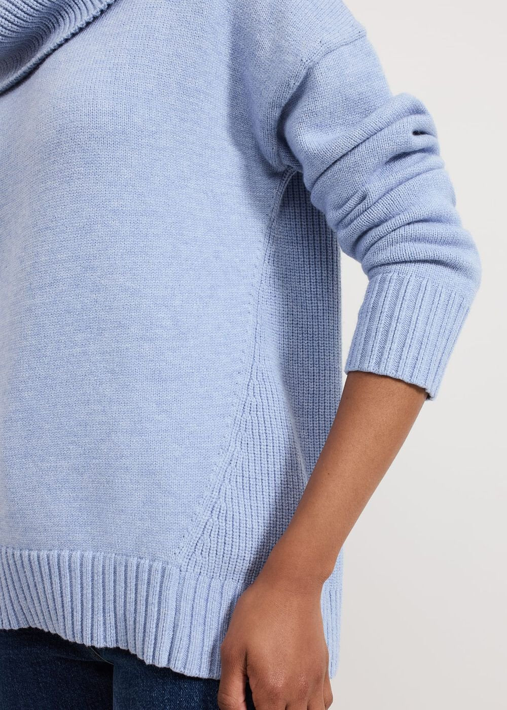 Dara Blue Chunky Cowl Neck Jumper Blue