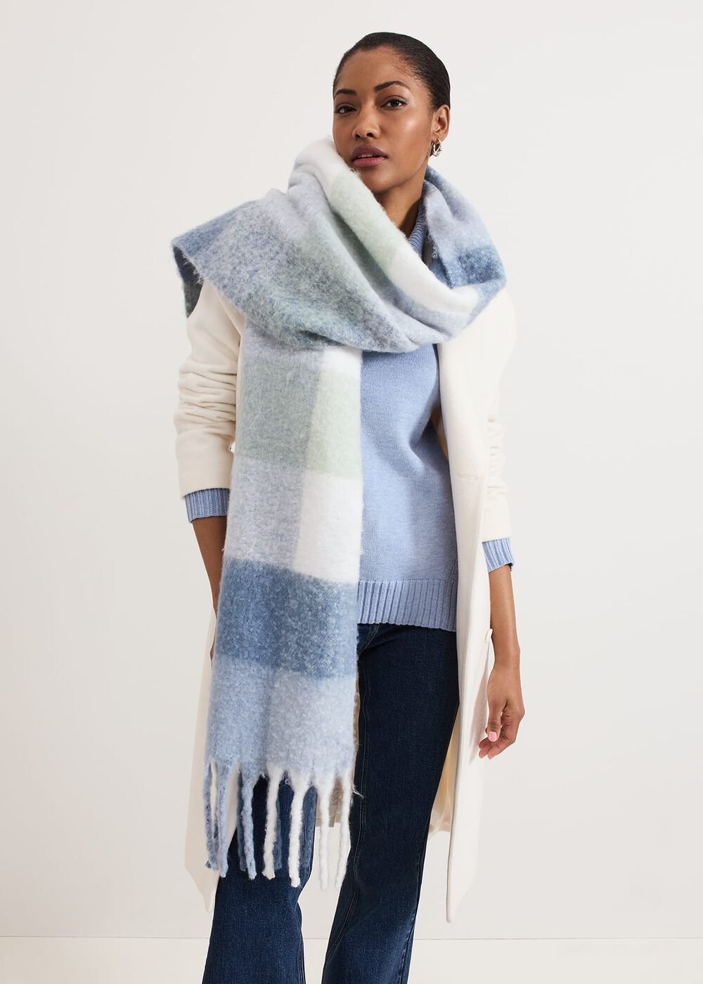 Dara Blue Chunky Cowl Neck Jumper Blue