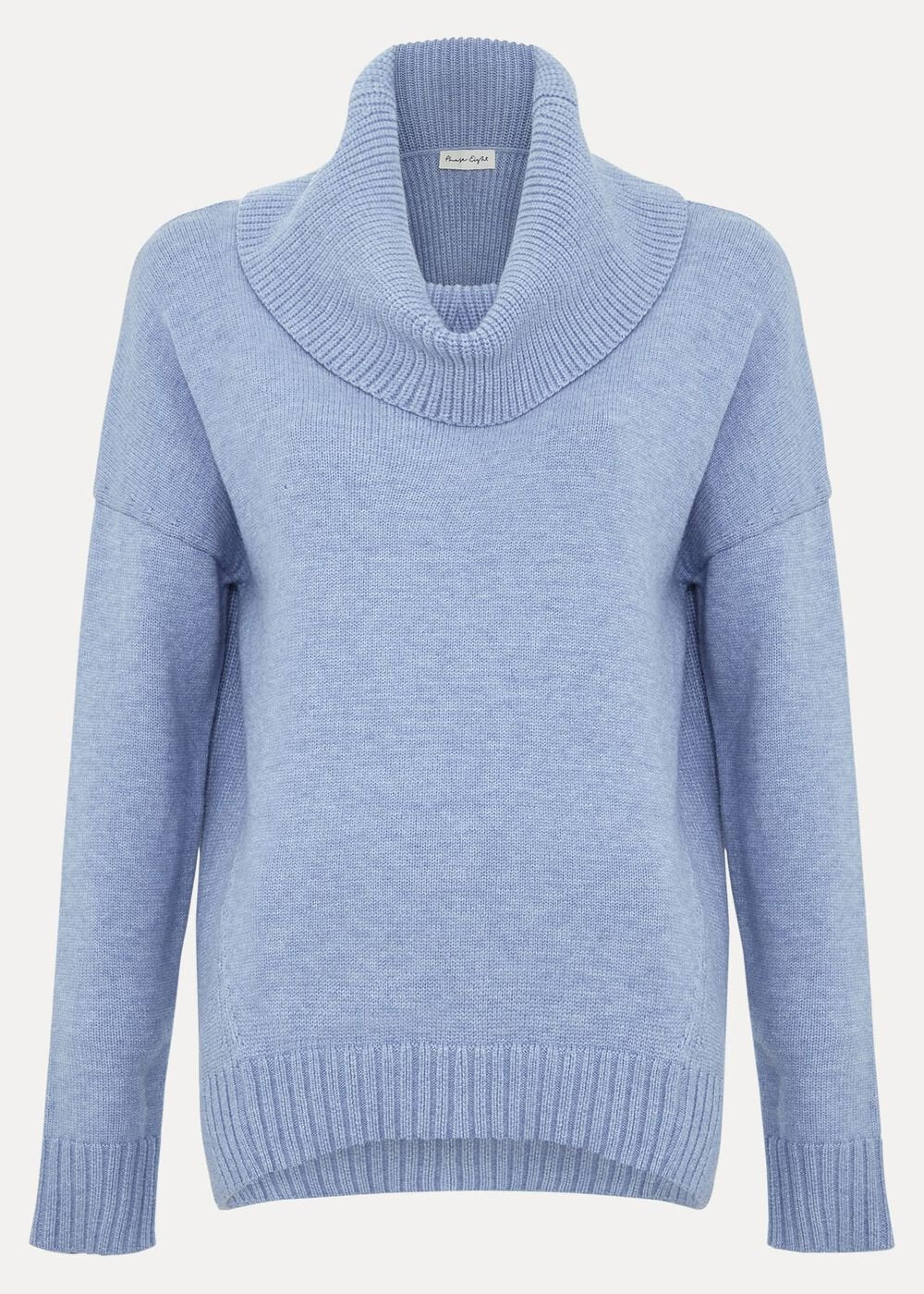 Dara Blue Chunky Cowl Neck Jumper Blue