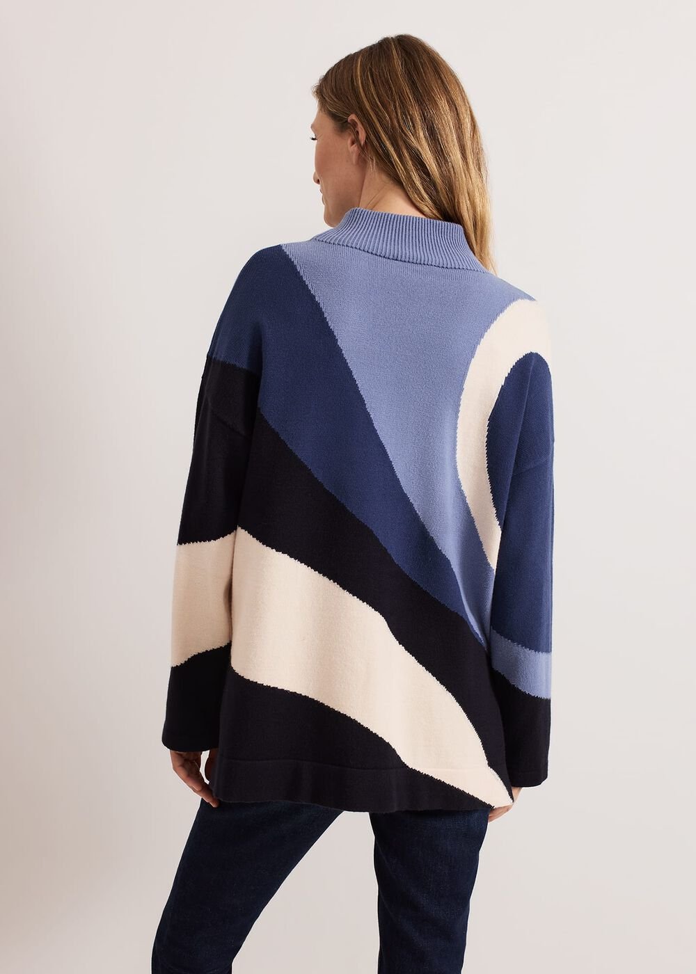 Sabrina Swirl Jacqaurd Jumper Navy
