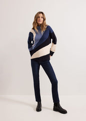 Sabrina Swirl Jacqaurd Jumper Navy