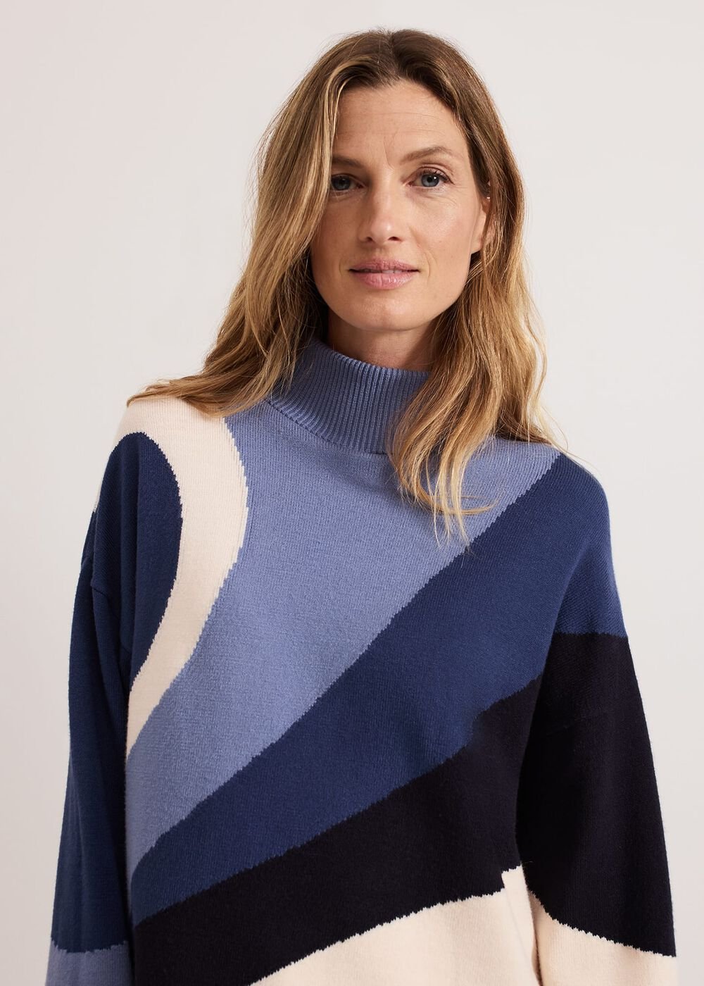 Sabrina Swirl Jacqaurd Jumper Navy