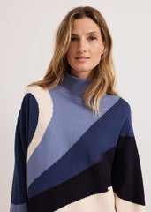 Sabrina Swirl Jacqaurd Jumper Navy