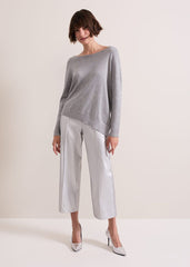Sofia Silver Lurex Asymetric Jumper Silver