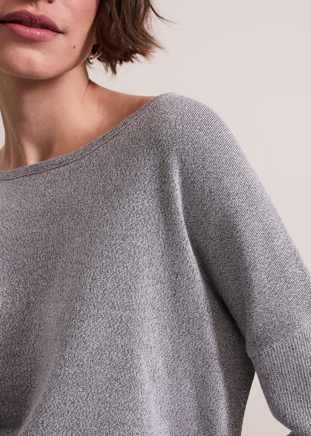 Sofia Silver Lurex Asymetric Jumper Silver