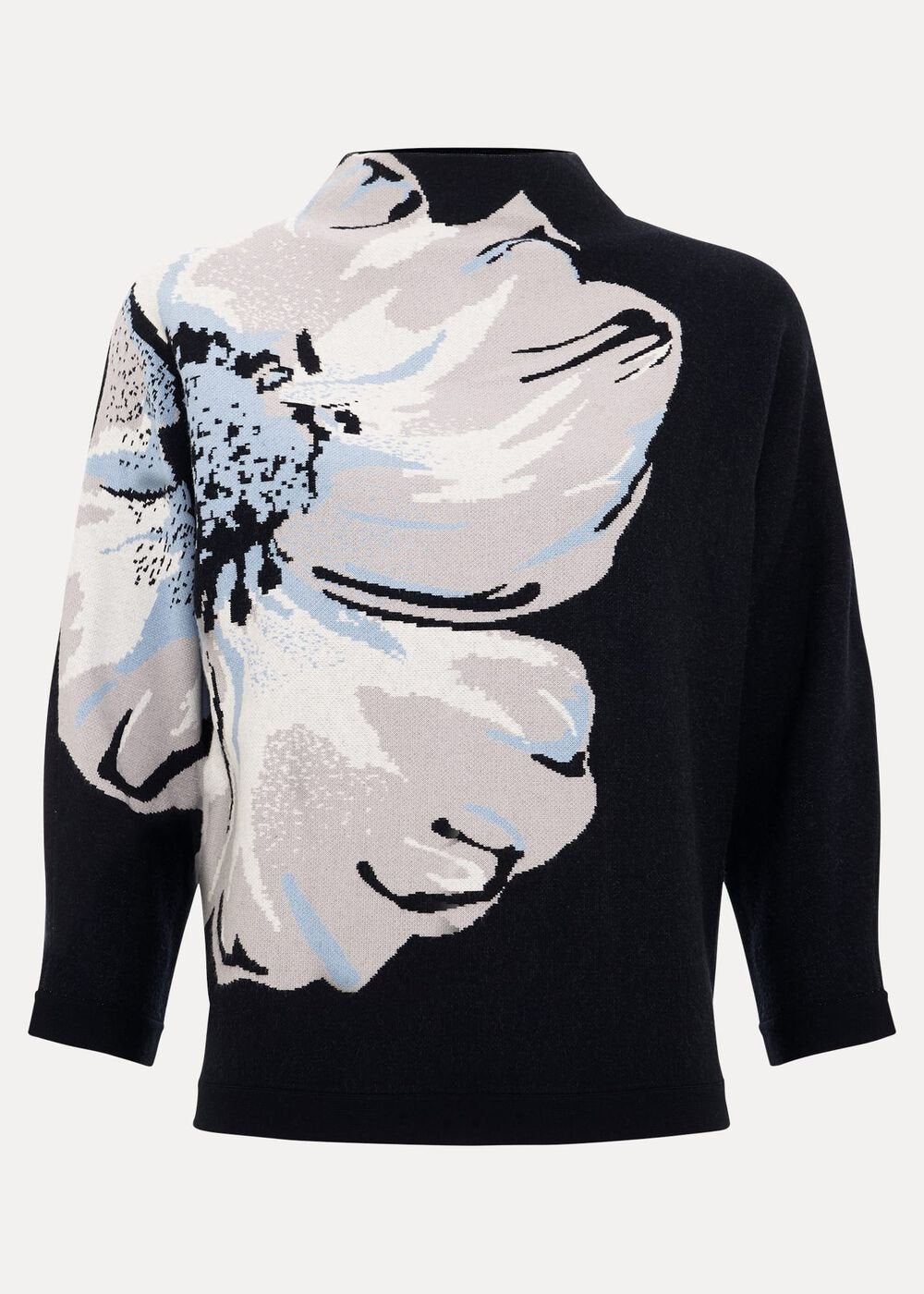 Bessie Blue Floral Placement Knit Navy