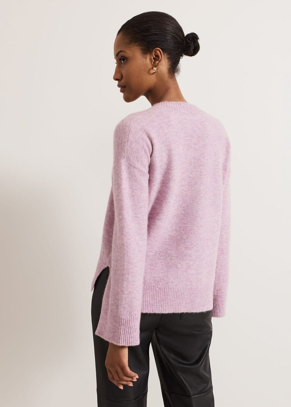 Olivia V Neck Alpaca Jumper Pink