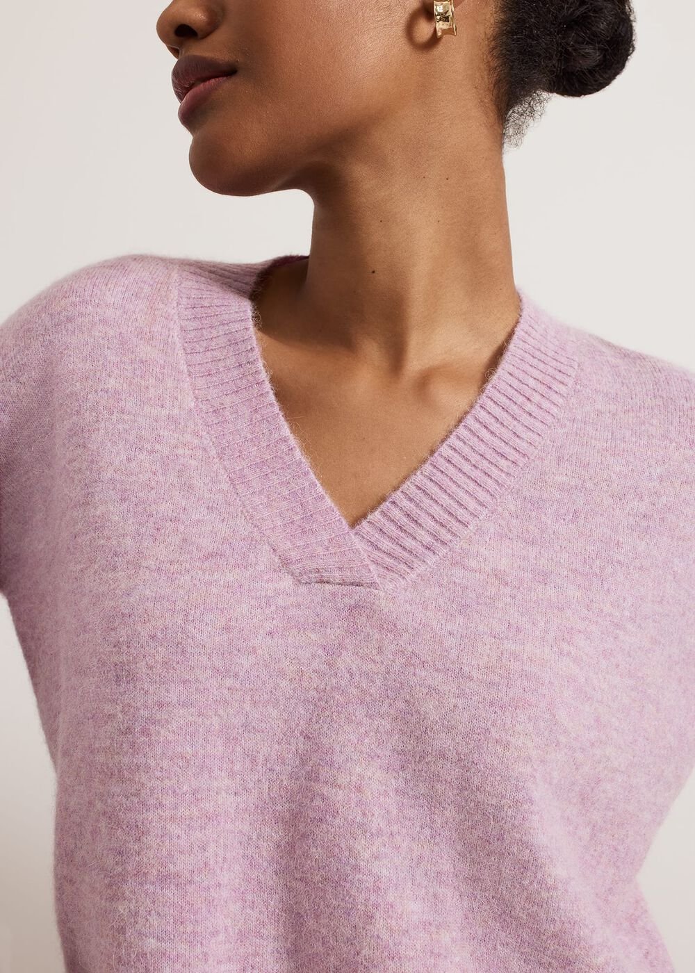 Olivia V Neck Alpaca Jumper Pink