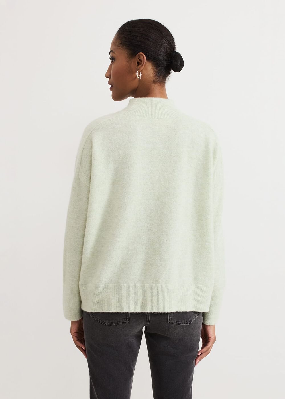 Jordan Alpaca Funnel Neck Jumper Green