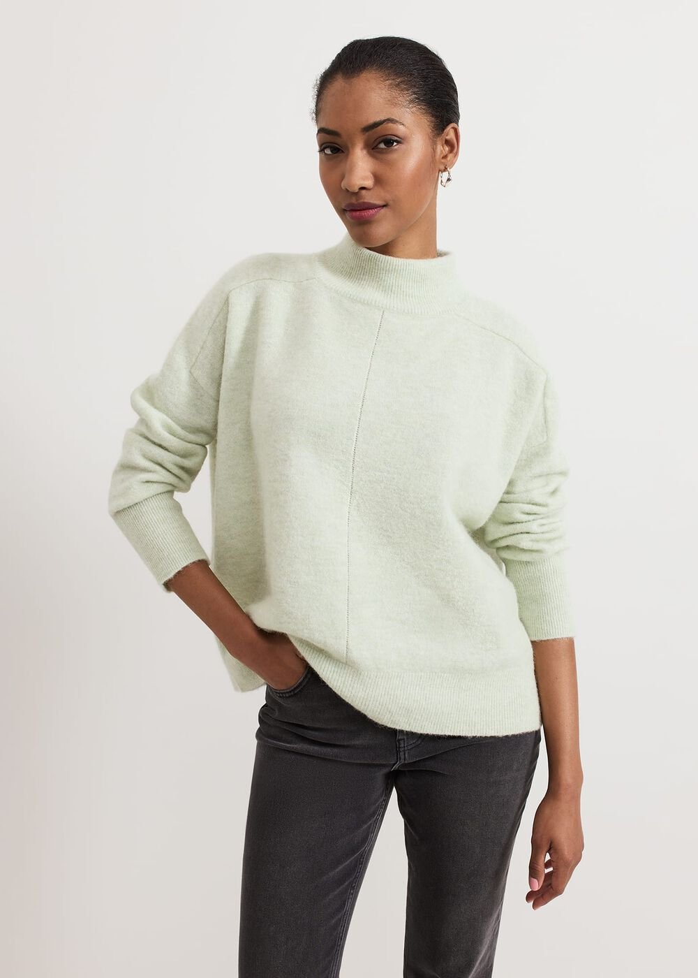 Jordan Alpaca Funnel Neck Jumper Green