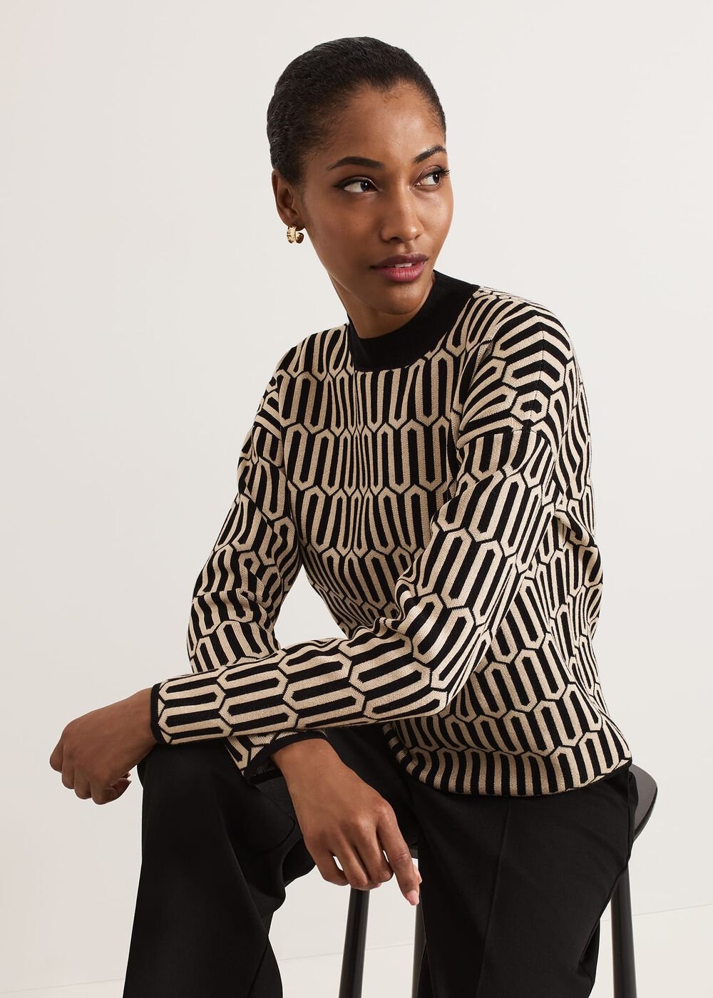 Tanya Lurex Geo Jumper Gunmetal