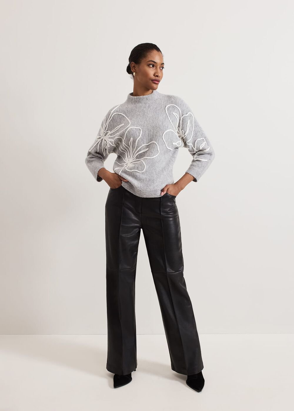 Amber Applique Knit Jumper Grey