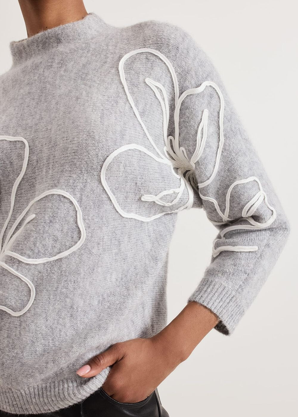 Amber Applique Knit Jumper Grey