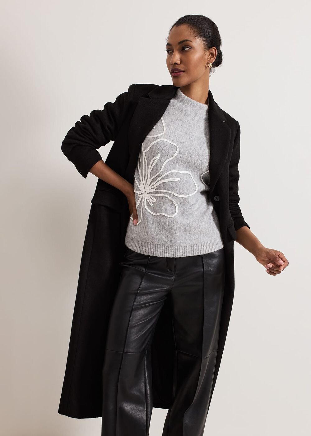 Amber Applique Knit Jumper Grey