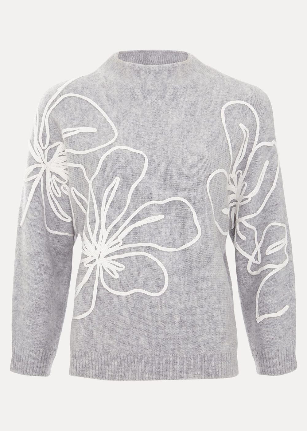 Amber Applique Knit Jumper Grey