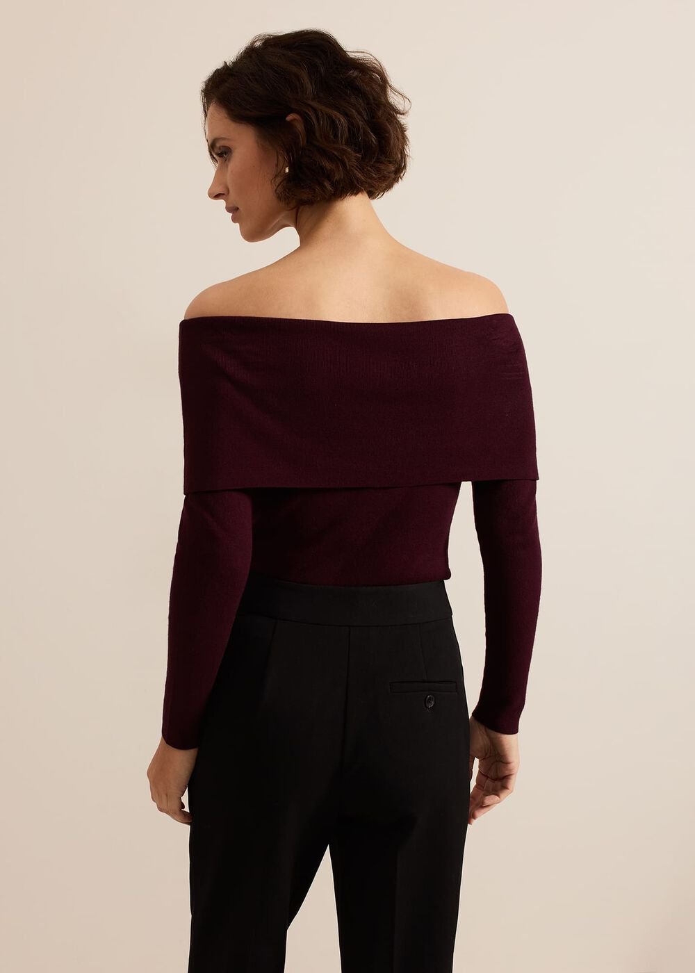 Nya Bardot Knit Top Burgundy