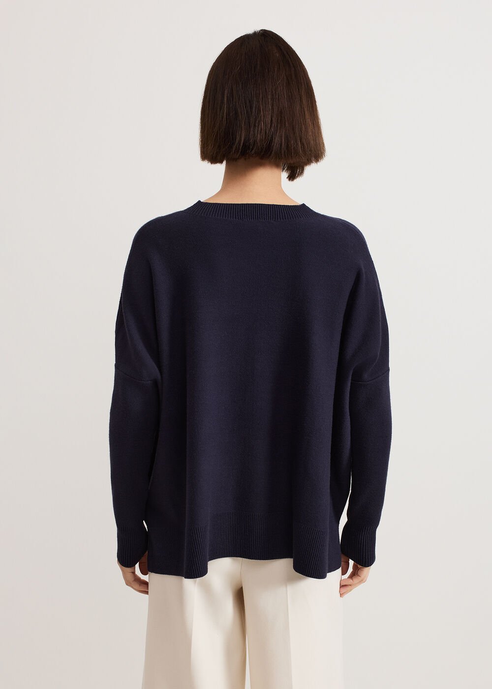 Kara Square Boxy Knit Top Navy