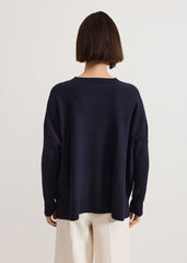 Kara Square Boxy Knit Top Navy