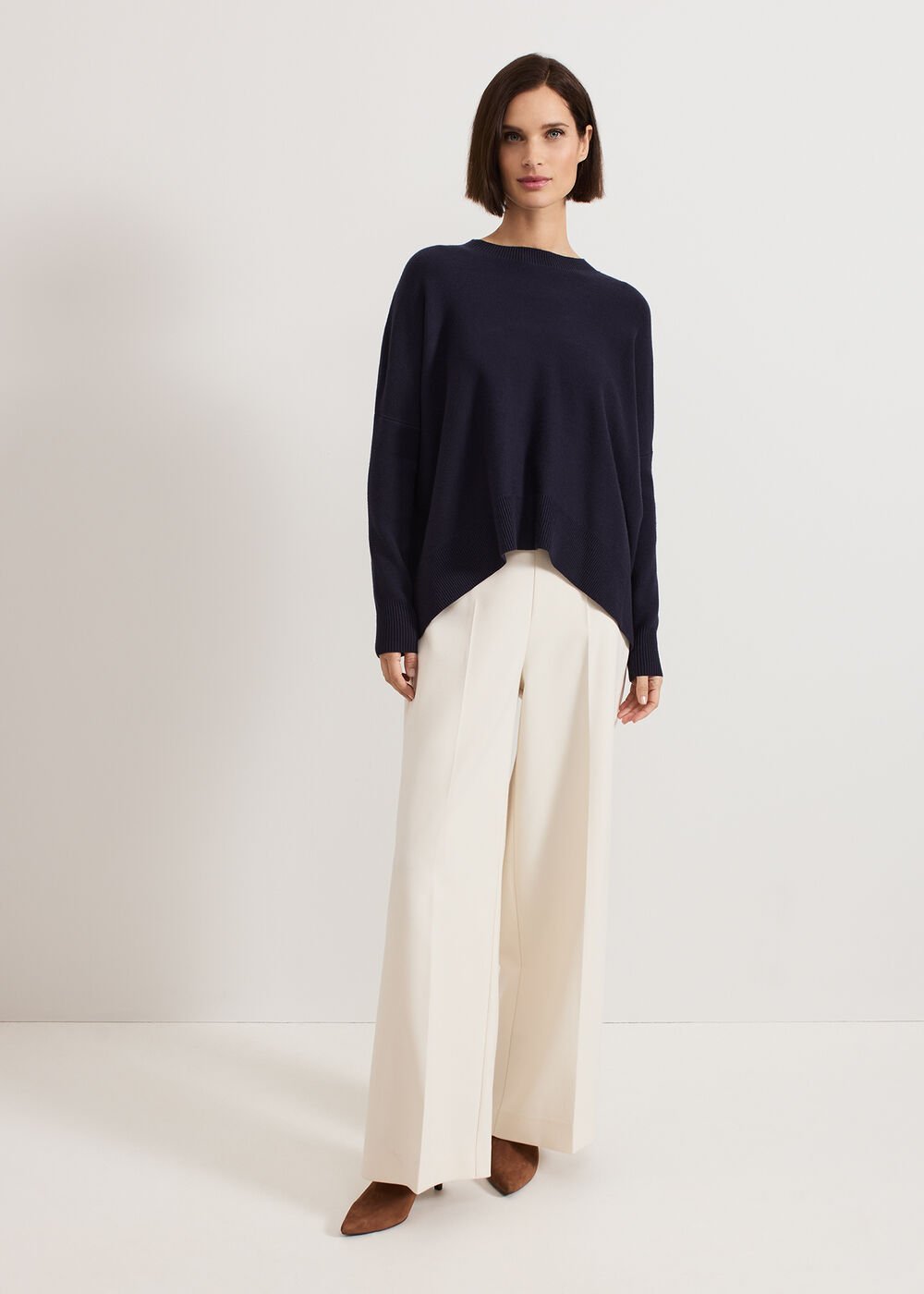 Kara Square Boxy Knit Top Navy