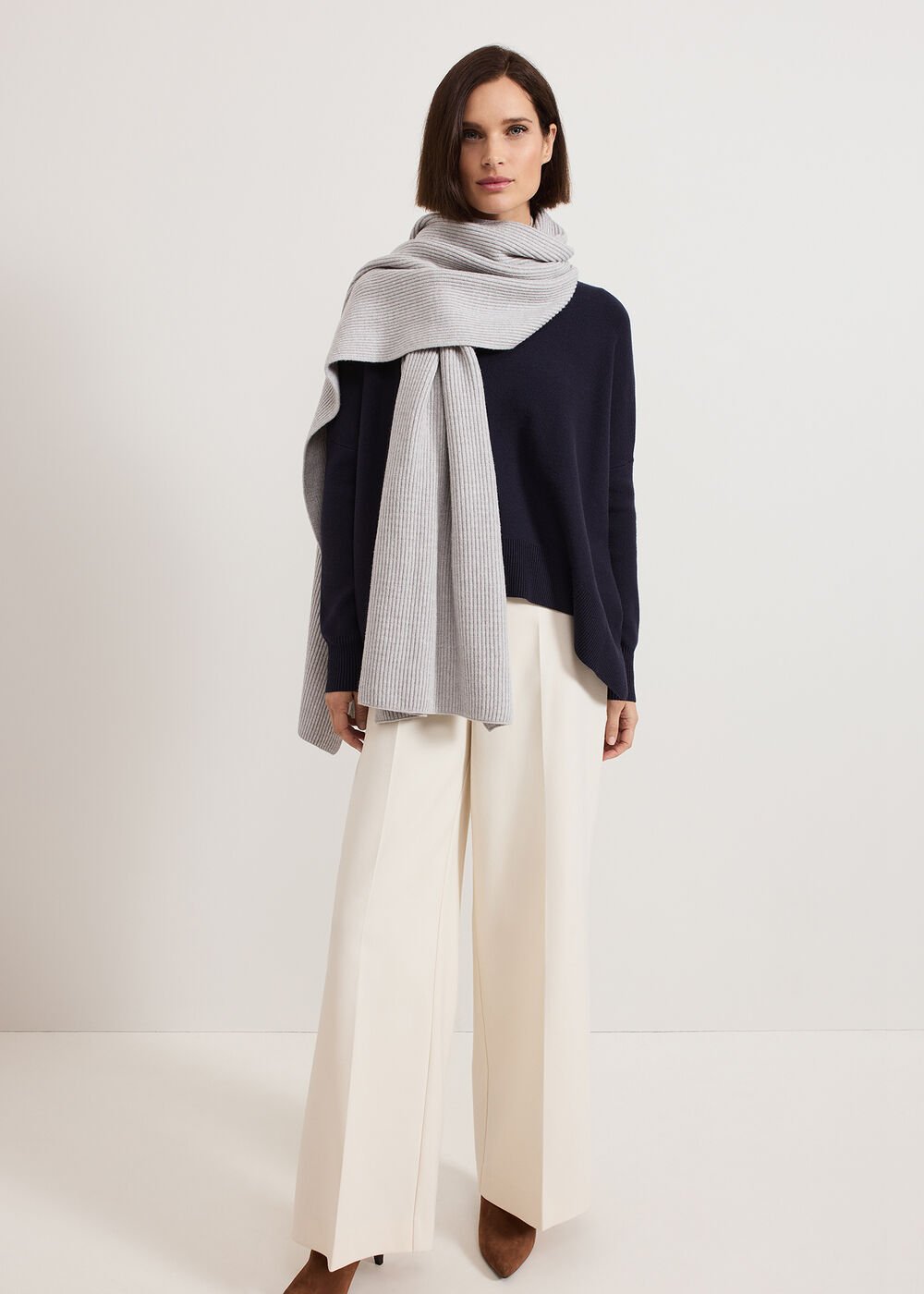 Kara Square Boxy Knit Top Navy