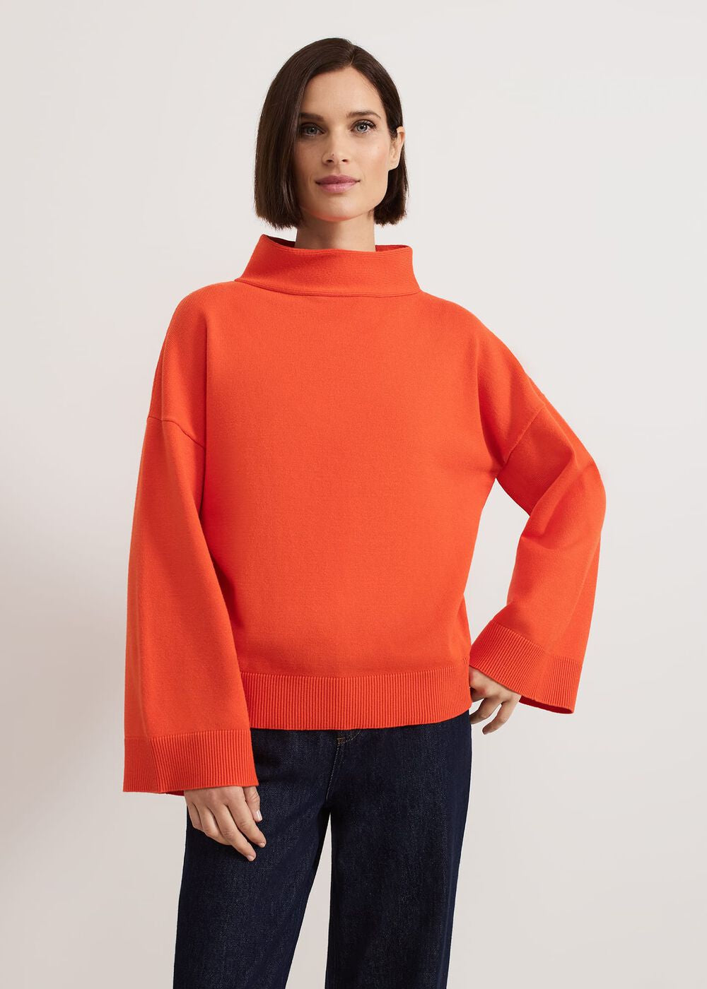 Blaire Fluted Sleeve Knit Jumper Orange