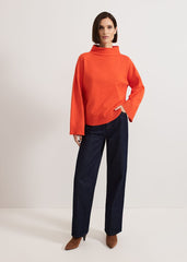 Blaire Fluted Sleeve Knit Jumper Orange