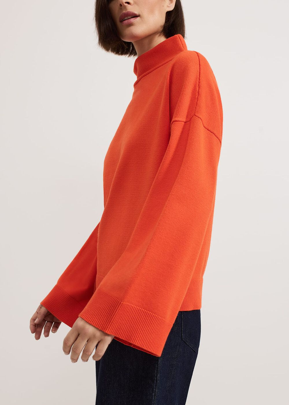 Blaire Fluted Sleeve Knit Jumper Orange