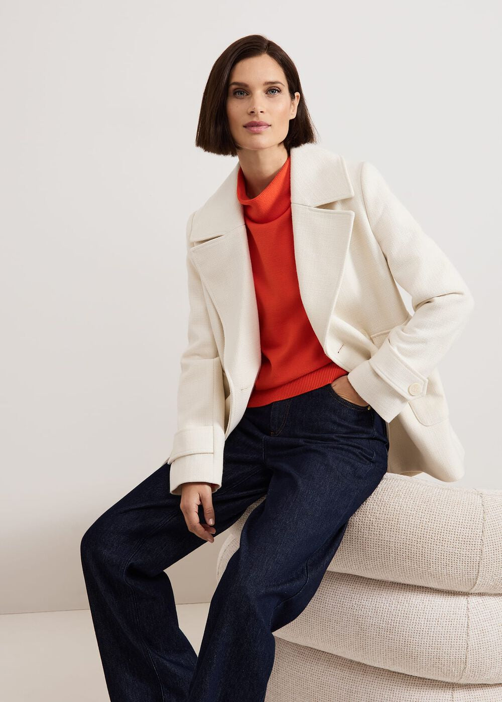 Blaire Fluted Sleeve Knit Jumper Orange