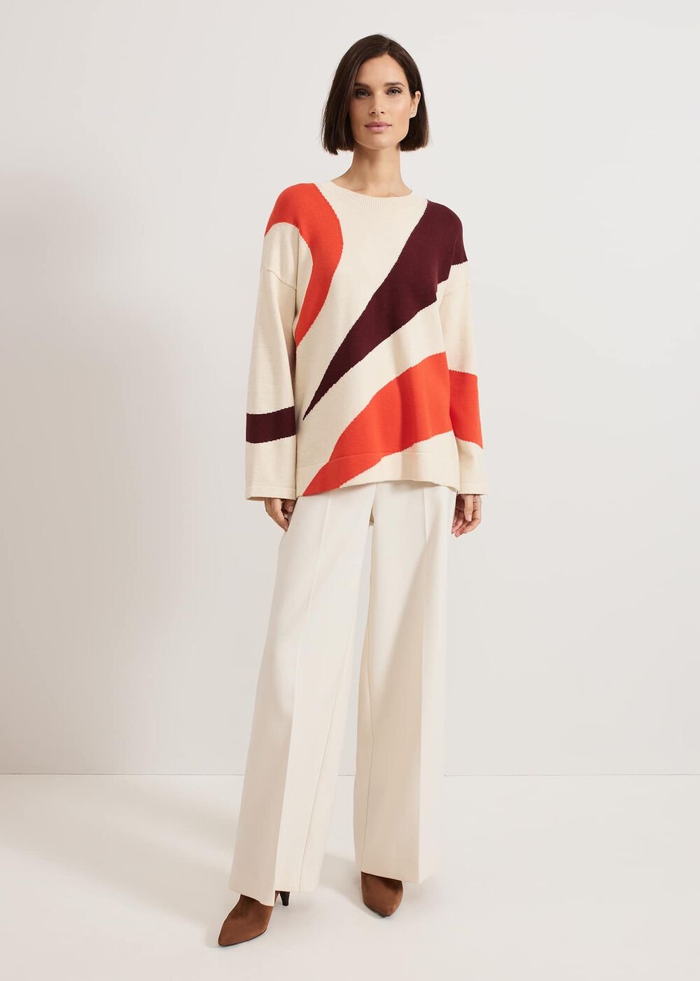 Bettie Colourblock Swirl Jumper Orange